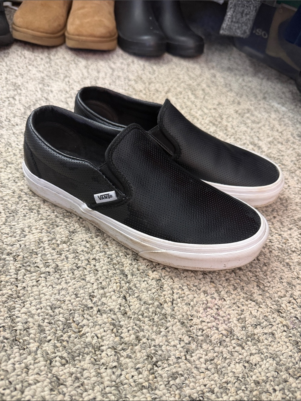 Vans Slip-On Perforated Leather Sneakers - Black/White